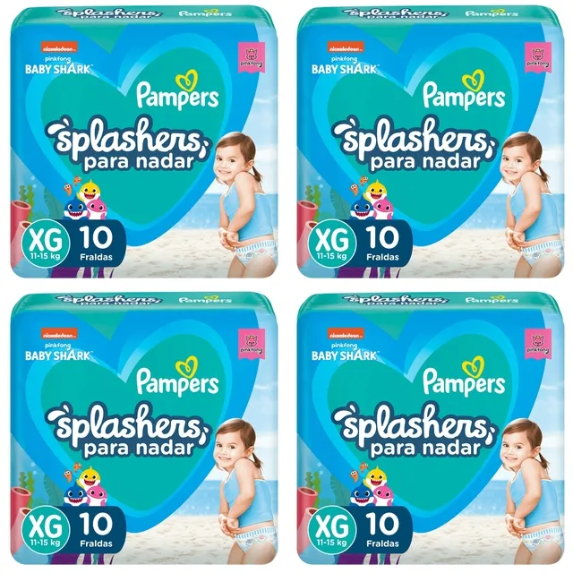 Kit 4 Fraldas Pampers Splashers G/Xg c/10 Unidades cada