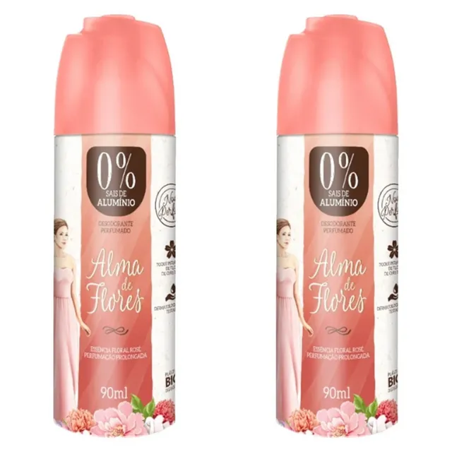 Kit c/2 Unidades de Desodorante Spray Alma De Flores 90ml Rose