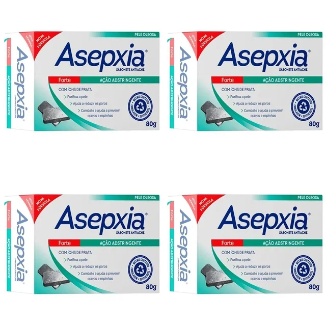 Kit c/4 Sabonetes Asepxia Barra 80g Forte