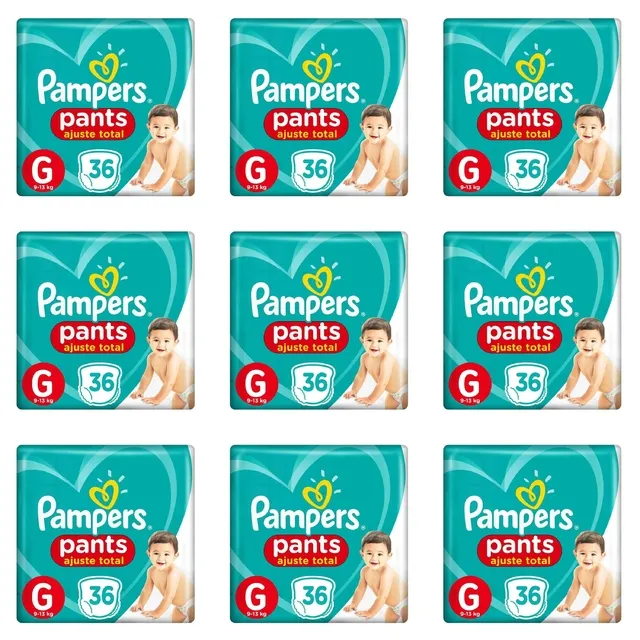 Kit 9 Fraldas Confortsec Pants ”G” Pampers Simples c/36 Unidades cada