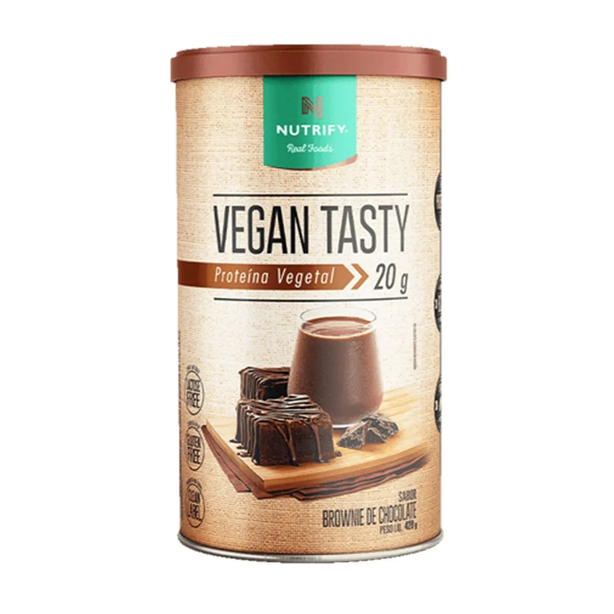 Vegan Tasty Proteína Vegetal Sabor Brownie de Chocolate Com 420G Nutrify