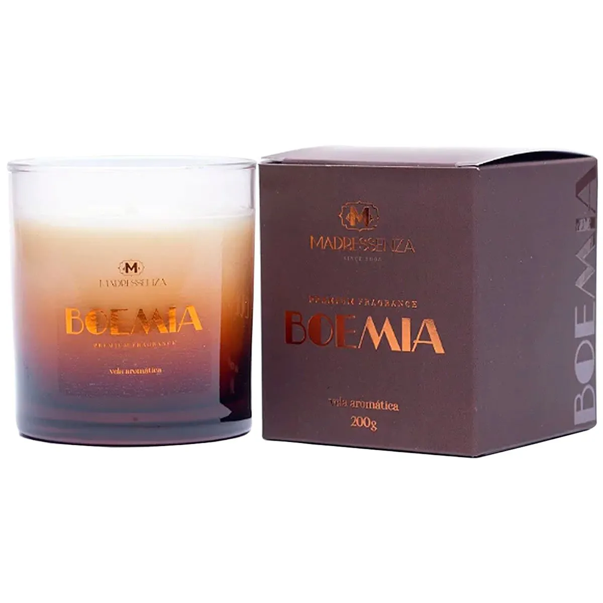 Vela Perfumada Premium Aromatizadora de Ambientes Madressenza 200g Boemia