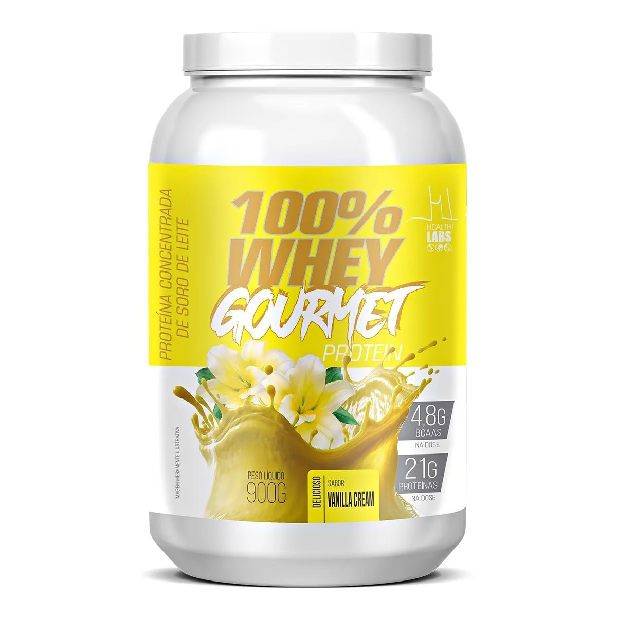 Whey Gourmet 100% Protein Health Labs Sabor Baunilha 900g