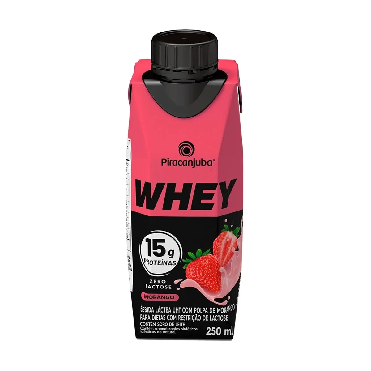 Whey Piracanjuba Bebida Láctea Zero Lactose Sabor Morango Com 250ml