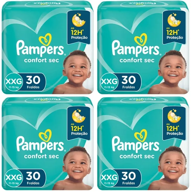 Kit 4 Fraldas Pampers Conforte Sec Xxg 30 Unidades cada