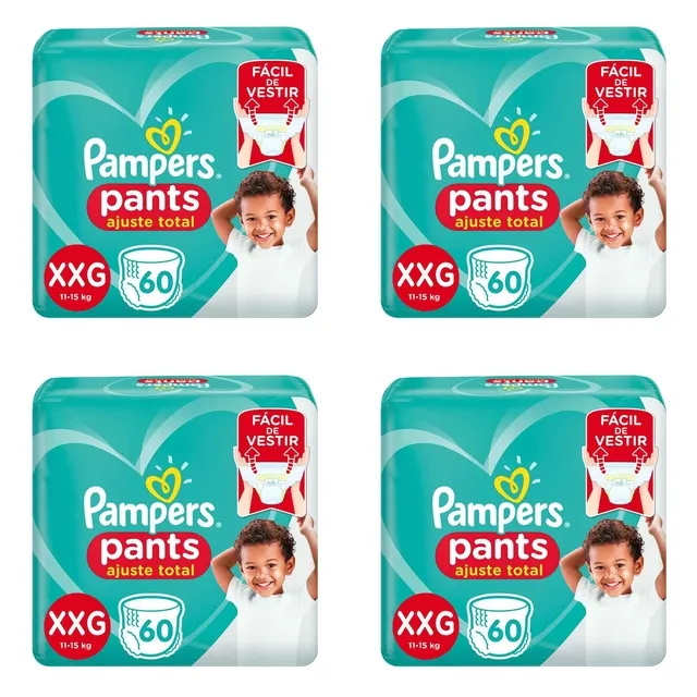 Kit 4 Fraldas Confortsec Pants Bag ”Xxg” Pampers Simples c/ 60 Unidades cada