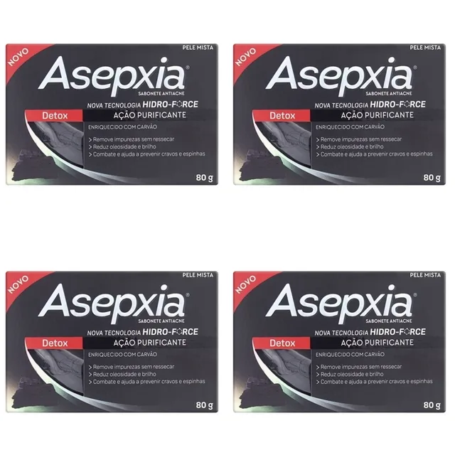 Kit c/4 Sabonetes Asepxia 80g Detox
