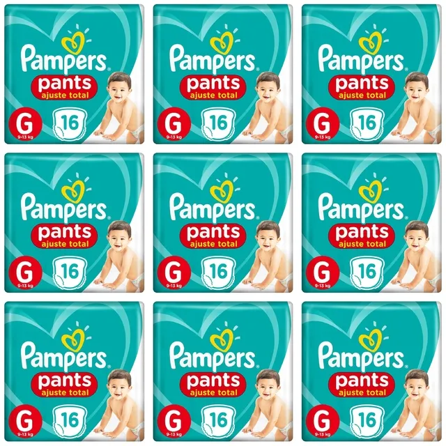 Kit 9 Fraldas Confortsec Pants ”G” Pampers Simples c/16 Unidades cada