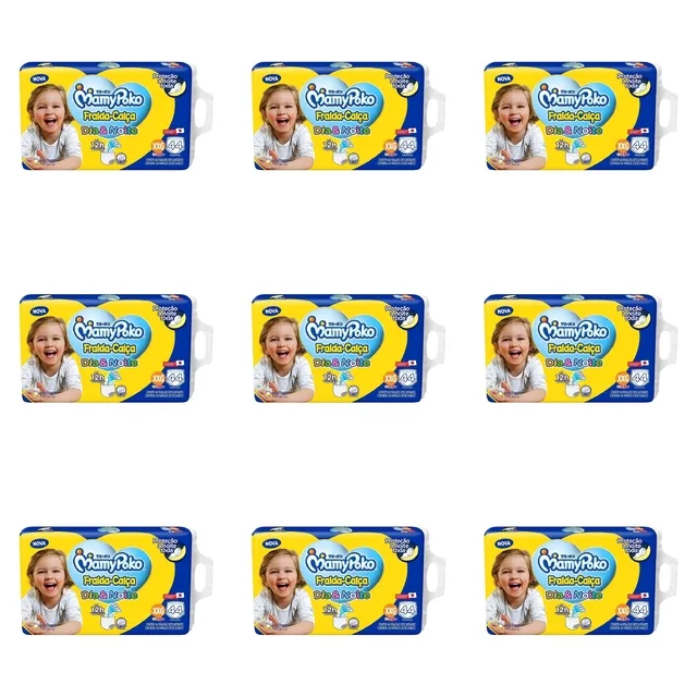 Kit 9 Fraldas Calça Giga Dia&Noite MamyPoko XXG c/ 44 Unidades cada