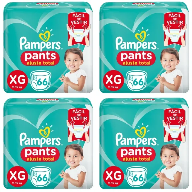 Kit 4 Fraldas Confortsec Pants Bag ”Xg” Pampers Simples c/66 Unidades cada