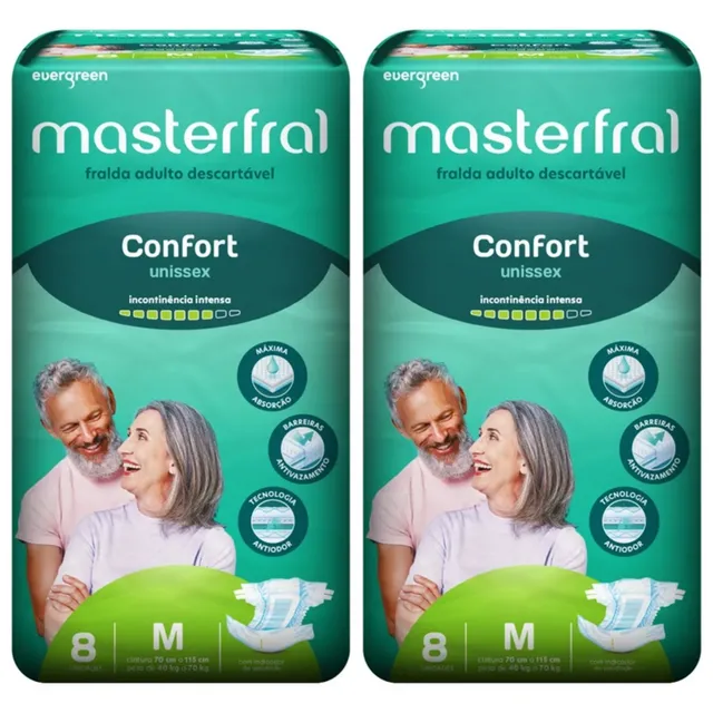 Kit 2 Fraldas Masterfral Confort M c/8 Unidades