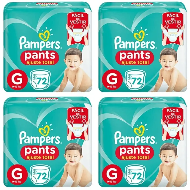 Kit 4 Fraldas Confortsec Pants Bag ”G” Pampers Simples c/72 Unidades cada