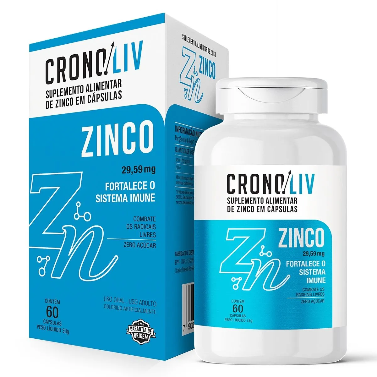 Zinco 29,59mg Com 60 Cápsulas Cronoliv
