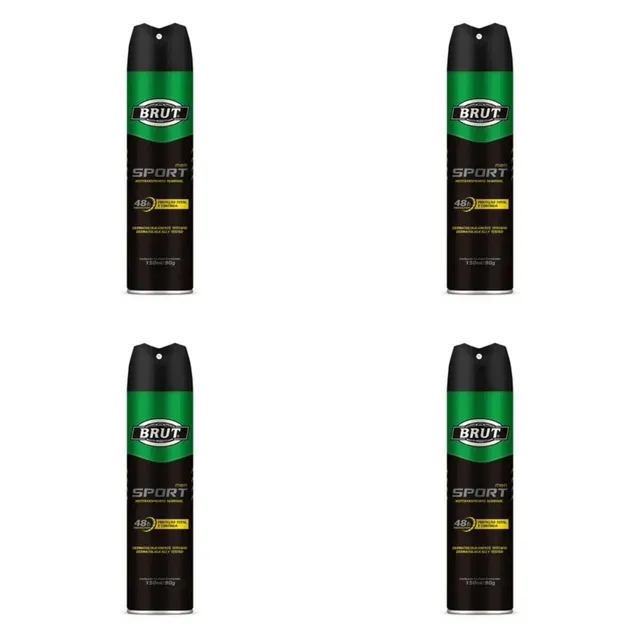 Kit c/4 Unidades de Desodorante Aerosol Brut 150ml Men Sport